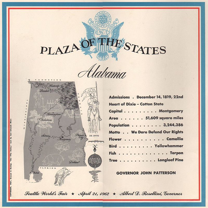 Plaza of the States Flagpole Plaque for Alabama