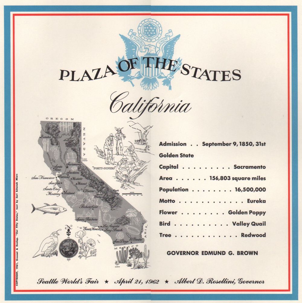 California State Plaque at the Plaza of the States, Seattle, 1962.
