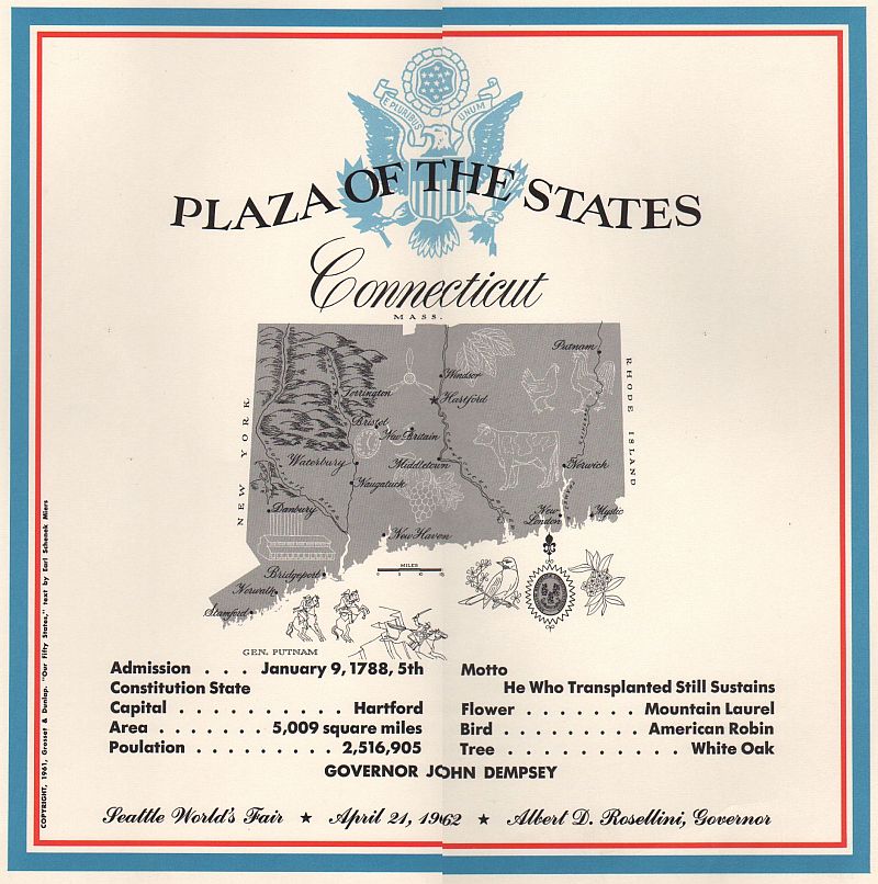 Connecticut State Plaque from the Century 21 Plaza of the States, Seattle