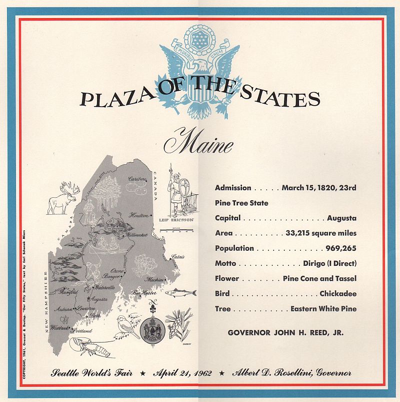 Maine State Plaque from the Century 21 Plaza of the States, Seattle