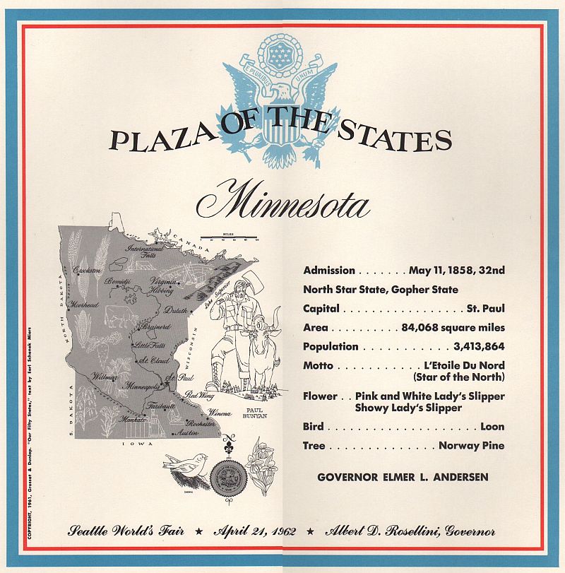 Minnesota State Plaque from the Century 21 Plaza of the States, Seattle