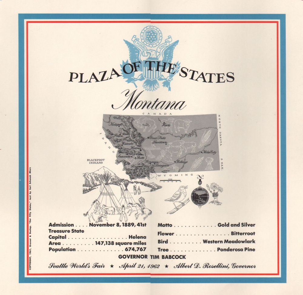 Montana State Plaque from the Century 21 Plaza of the States, Seattle