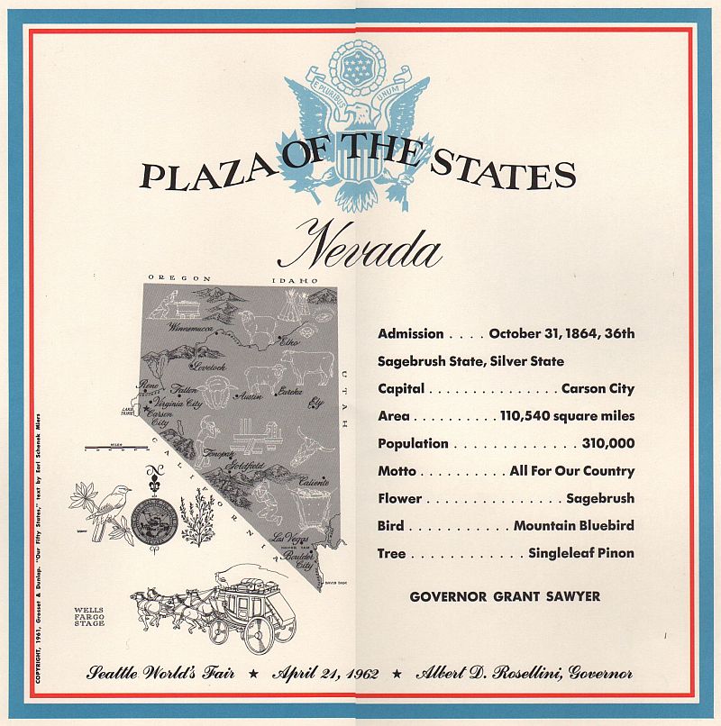 Nevada State Plaque from the Century 21 Plaza of the States, Seattle