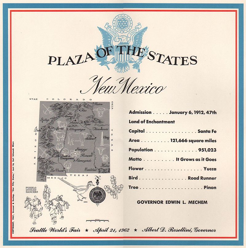 New Mexico State Plaque from the Century 21 Plaza of the States, Seattle