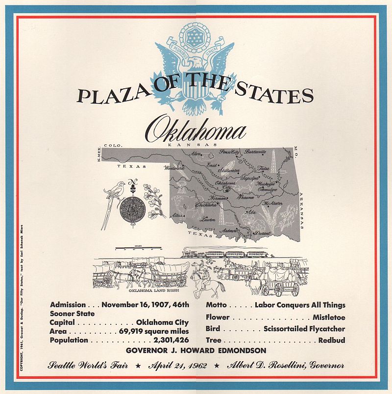 Oklahoma State Plaque from the Century 21 Plaza of the States, Seattle