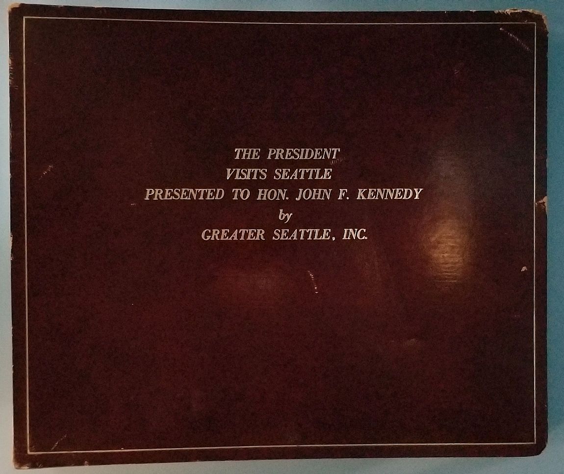 Cover of the album that was created to give to President Kennedy with photographs of his 1961 visit to Seattle.