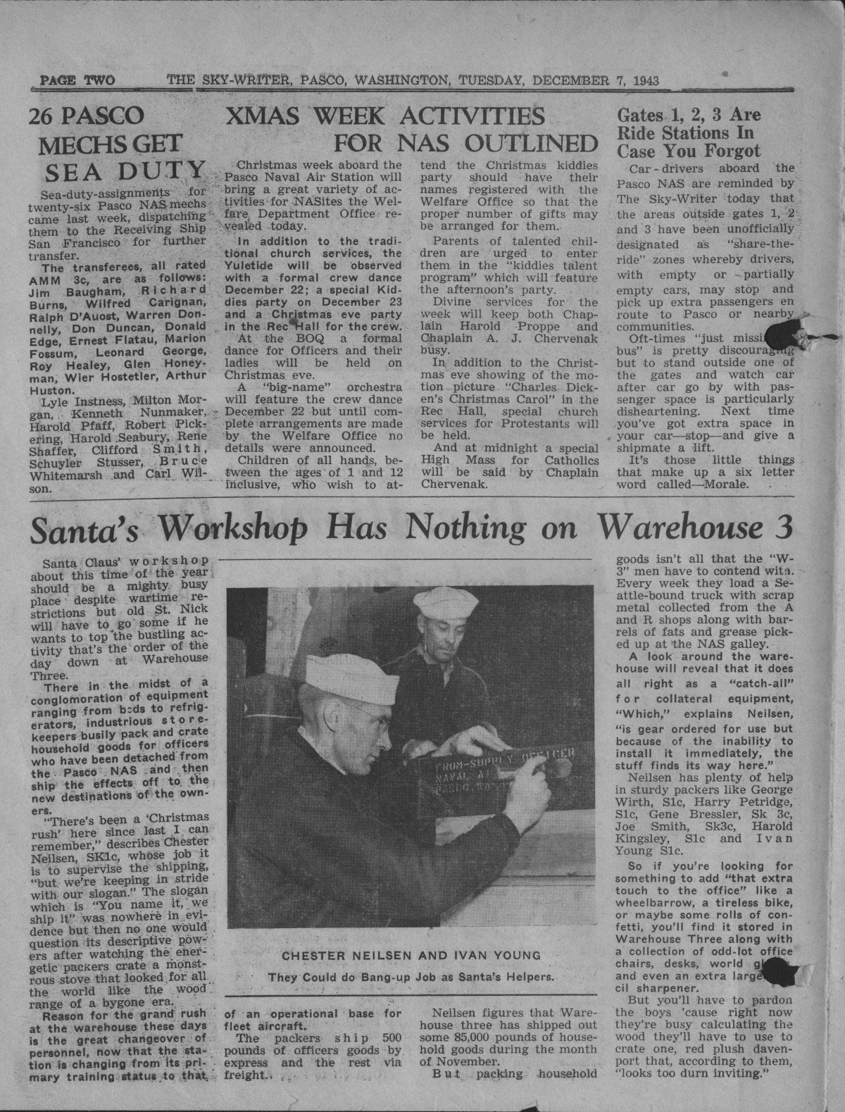 NAS Pasco Sky-Writer from December 7, 1943, edited by Jack Gordon. Picture from JackGordon.org