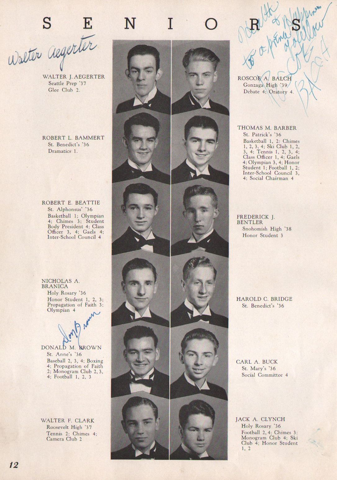 1940 O'Dea High School (Seattle) Seniors