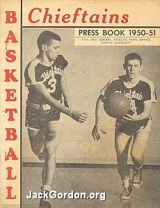 Cover of Seattle Univ Chieftains' 1950 Basketball Pressbook
