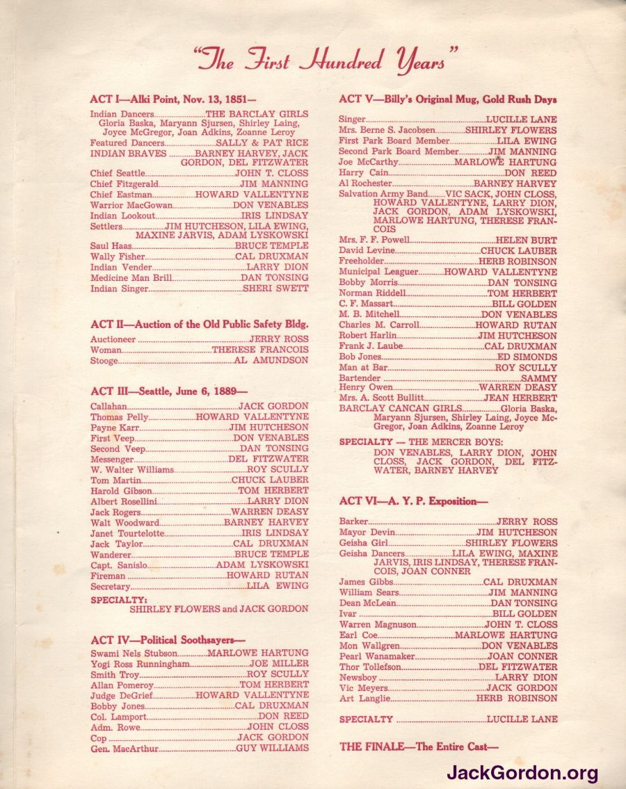 1951 Washington State Press Club Gridiron Dinner program