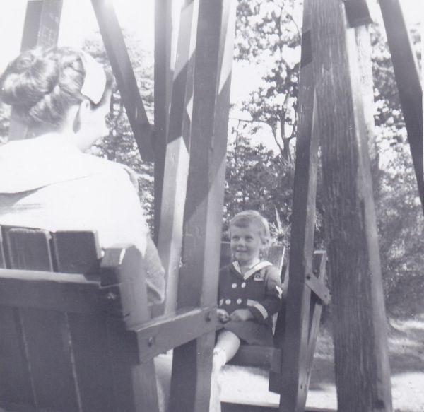 Ann and mom on swing