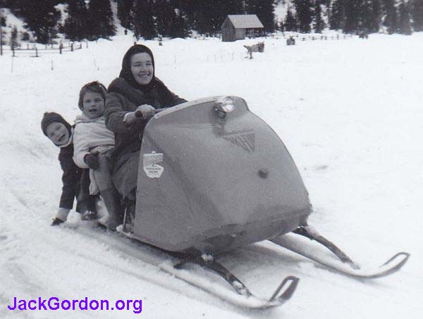 Roberta Gordon driving on snow. Photo from JackGordon.org