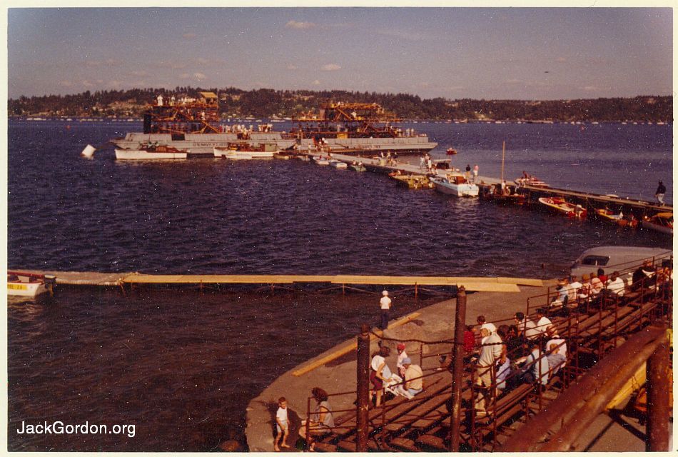 Log boom at The 1959 Seattle APBA Gold Cup Race