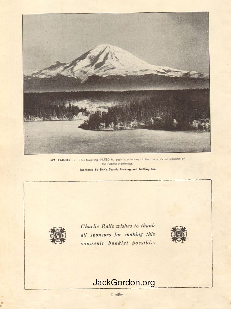 Ralls supporter Mount Rainier and a Thank you from Charlie